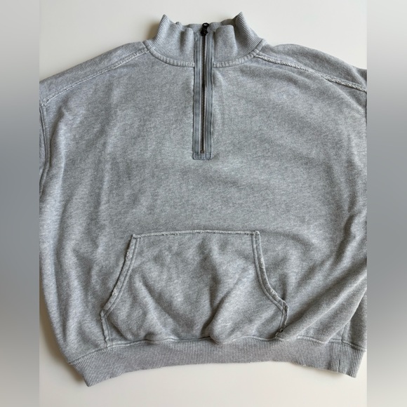 Aerie Quarter Zip Womens Small Gray Long Sleeve Comfort Lounge Travel Preppy - Picture 2 of 6